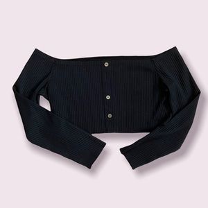 long sleeve off shoulder crop top